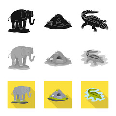 Vector design of nature and fun logo. Set of nature and entertainment vector icon for stock.