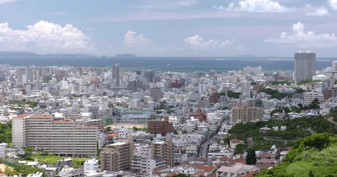 晴れた日の、琉球沖縄那覇市の街並み俯瞰-Ryukyu Okinawa Naha city overhead view, sunny day(Bird's-eye view)