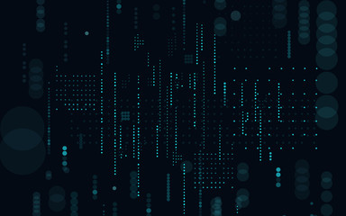 Technological dark background vector illustration.Matrix.Binary Computer Code.Falling dots