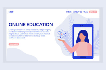 Online education web page concepts. Web page design templates of online education. Modern vector illustration designs for website development.