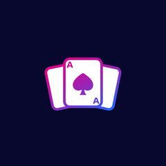 poker icon with cards, vector