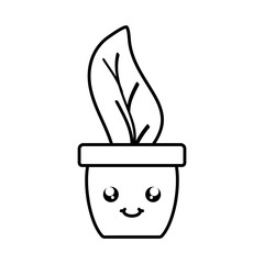 house plant in ceramic pot kawaii character