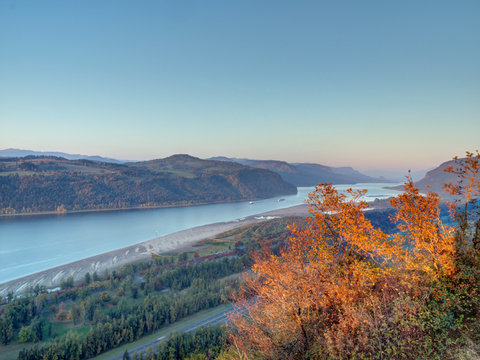 Columbia River Gorge taken from Beacon Rock. Photo By: Greg Eymundson / Insight-Photography.com