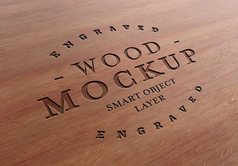 Engraved Wood Text Effect Mockup