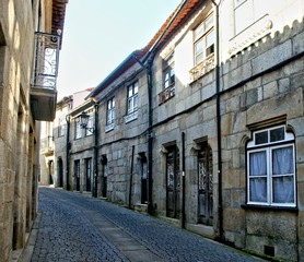 Old church street in Vila do Conde, Portugal