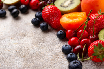 Fruits and berries summer background