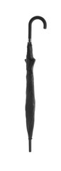 Stylish folded umbrella on white background