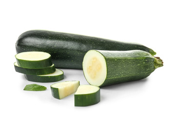 Fresh zucchini on white background