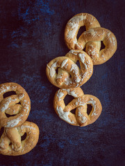 pretzels, randomly arranged, vintage effect