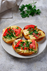 Grilled toast with tomato and cheese