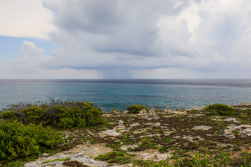 Isla Mujeres, Yucatan / Mexico - July, 23, 2019: Isla Mujers Beach Punta Sur