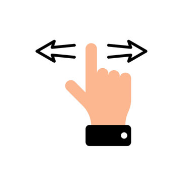 Vector Touch Screen Gesture Swipe Left And Right Hand Finger Pictogram Icon. Flat Illustration On White Background