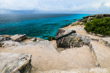 Fototapeta na wymiar Isla Mujeres, Yucatan / Mexico - July, 23, 2019: Isla Mujers Beach Punta Sur
