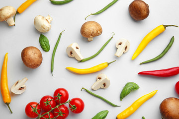 Different fresh vegetables on white background