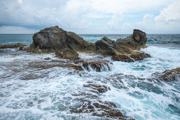 Isla Mujeres, Yucatan / Mexico - July, 23, 2019: Isla Mujers Beach Punta Sur