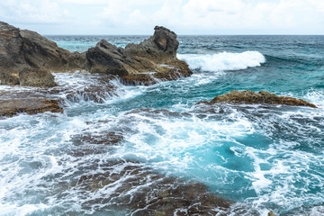 Isla Mujeres, Yucatan / Mexico - July, 23, 2019: Isla Mujers Beach Punta Sur