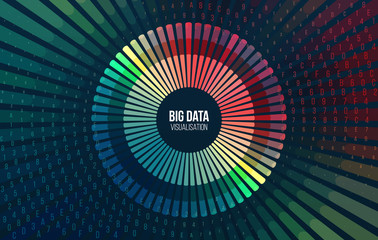 Big data visualization. Abstract background with lines array and binary code. Connection structure. Data array visual concept. Big data connection complex.