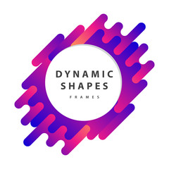 Dynamic wavy form with irregular parallel rounded lines frames . Isolated on white background.