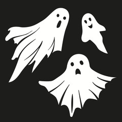 Set of cute ghost creation kit, flat design vector for halloween