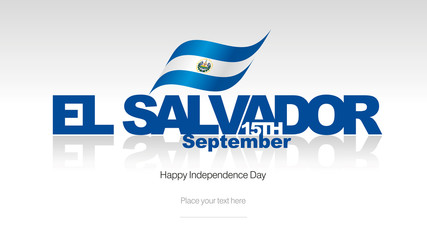 Obraz premium El Salvador Independence Day flag logo icon banner
