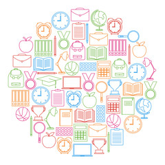 Back to school doodles on white background, vector illustration