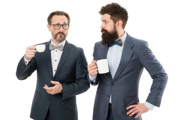 Small talk. Enjoying office coffee. Make new friends visiting business convention or summit....