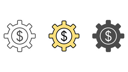 Money with gear vector icon sign symbol