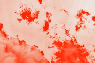 Red coral gradient color. Red paint in water, patchy background