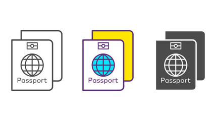 Fototapeta na wymiar Passport vector icon sign symbol