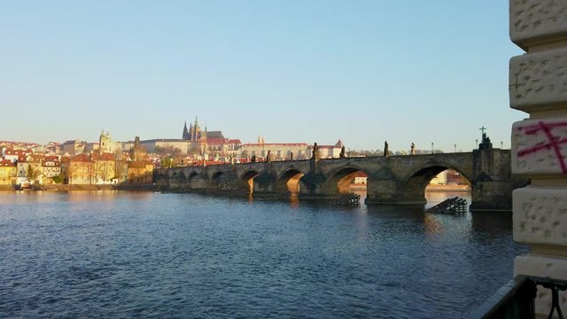 View of Charles bridge in early spring morning