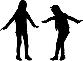 Black silhouettes of girls.