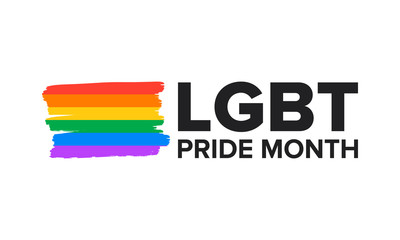 LGBT Pride Month in June. Lesbian Gay Bisexual Transgender. Celebrated annual. LGBT flag. Rainbow love concept. Human rights and tolerance. Poster, card, banner and background. Vector ilustration