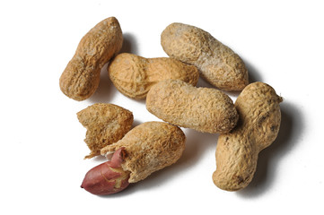 ..Peanuts in the shell isolated on white background. Healthy food