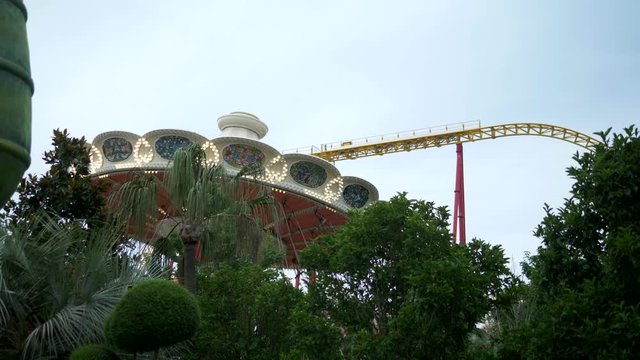 Extreme Roller coaster. close-up, details.