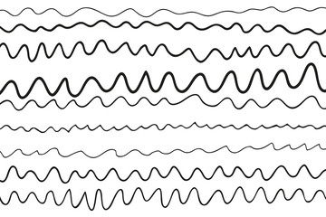 Hand drawn pattern with waves. Universal texture. Abstract background. Doodle for your design. Wallpaper for banners. Black and white illustration