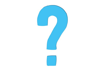 Question mark sign symbol in minimalist design as light blue colour cut out isolated on white background. Concept for FAQ (Frequently Asked Questions) and Q&A.