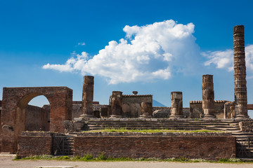 Temple of Jupiter at the Forum of the ancient city of Pompeii in a beautiful early spring day