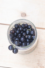 Berries from his garden. Garden berries. Berries from the bushes. Red currant black currant gooseberry. Variety of berries.