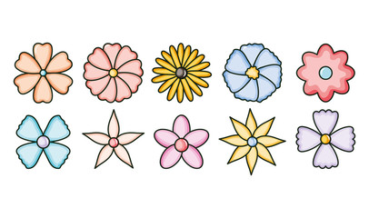set of flowers garden icons