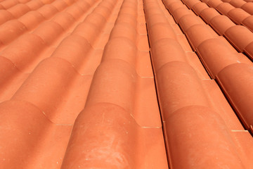 new red roof tiles closeup