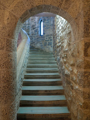 Focus Stacked Image of an Arched Entrance to a Castle Stairwell