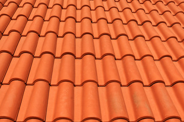 new red roof tiles closeup