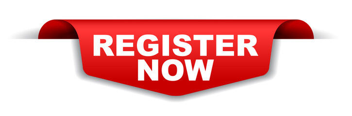 red vector banner register now