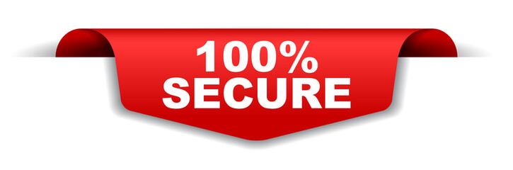 red vector banner 100% secure