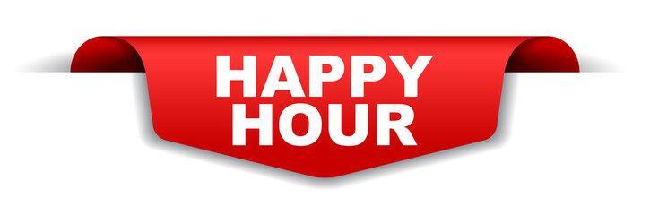red vector banner happy hour