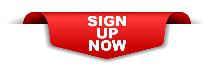 red vector banner sign up now