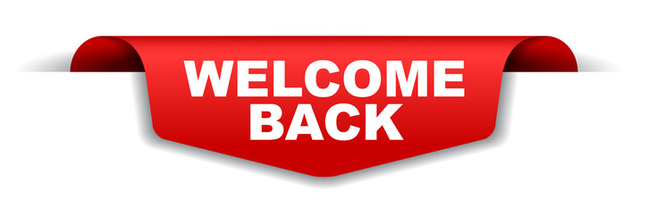 red vector banner welcome back