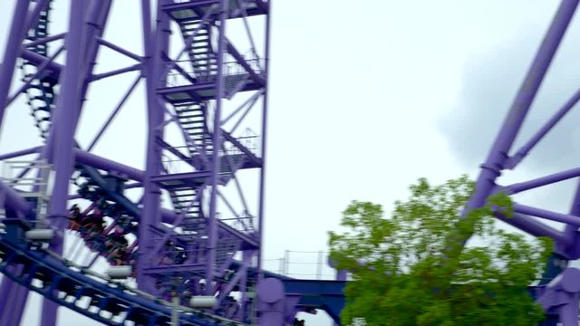 Extreme Roller coaster. close-up, details.