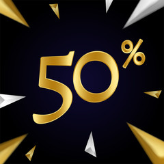 sale percentage for discount and promotion in gold and silver color