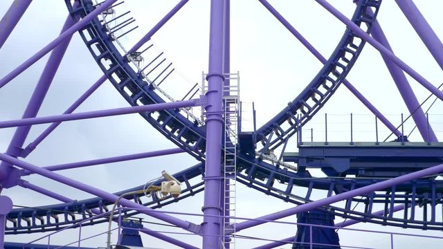 Extreme Roller coaster. close-up, details.